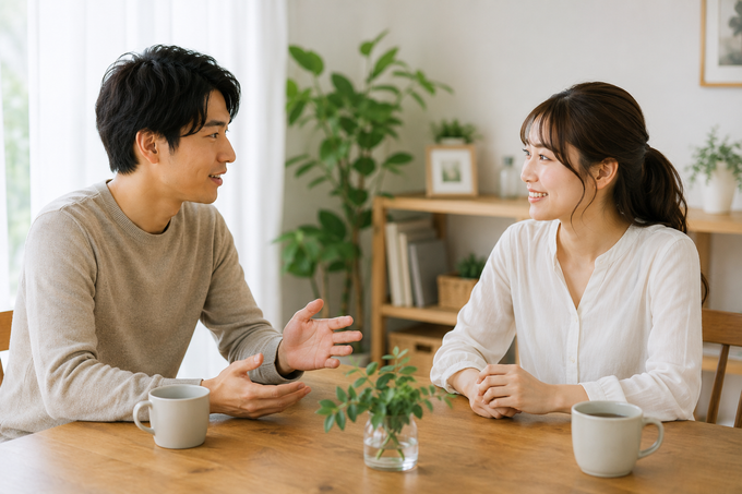 意見が違っても対等に話し合う男女