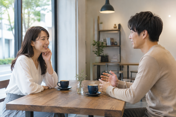 安心して本音を話せる対等な関係の男女