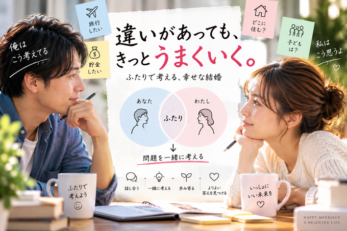 価値観の違いについて対等に話し合う男女