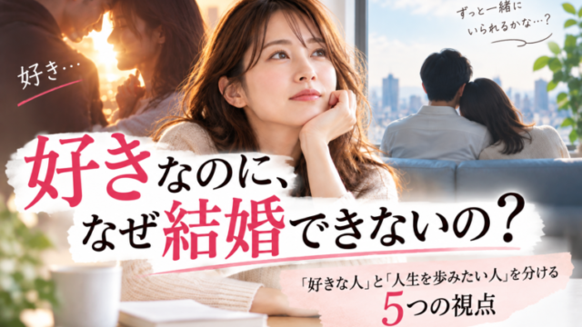好きなのに結婚できない理由と、結婚相手を考える5つの視点を解説する記事のアイキャッチ画像